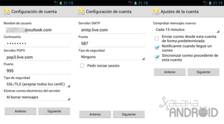 configurar correo hotmail en movil android