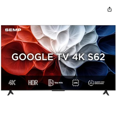 SEMP, Smart TV 4K UHD, 43“, Google TV, Google Assistente, Comando por Voz, Googlecast Integrado, Design Sem Bordas, Dolby Audio, 43S62
