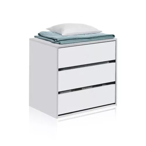 duehome | Cajonera Armario, Cómoda con Tres cajones, Modelo Vera, Acabado en Blanco Mate, Medidas: 60 cm (Ancho) x 57 cm (Alto) x 44 cm (Fondo)