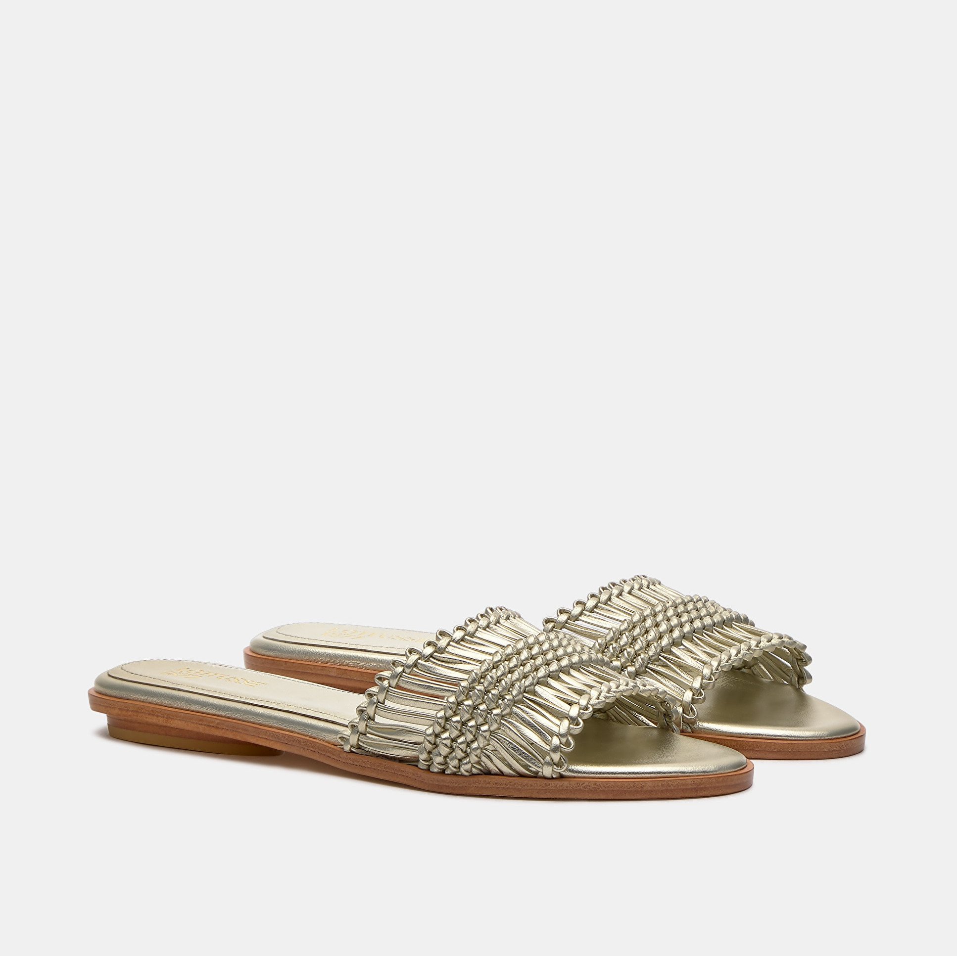 Sandalias planas Edit de mujer de piel caprina Oro Lottusse
