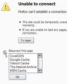 Visualiza páginas caídas con Resurrect Pages para Firefox