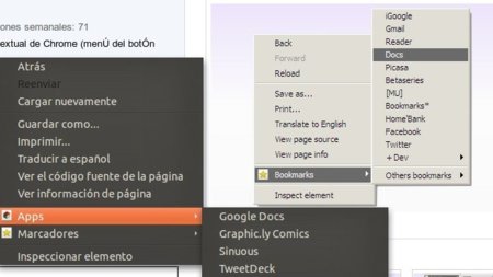 Accede a tus aplicaciones y marcadores de Chrome desde su menú contextual