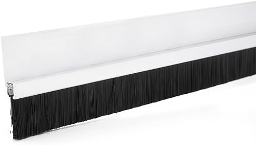 MACHSWON Barrido inferior de puerta para gran hueco, 0.8 x 39 pulgadas, base de aleación de aluminio en forma de F con cepillo de nailon, burlete de puerta, cepillo inferior de sellado de polvo, color