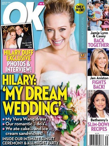 Por fin vemos en condiciones a Hilary Duff vestida de novia