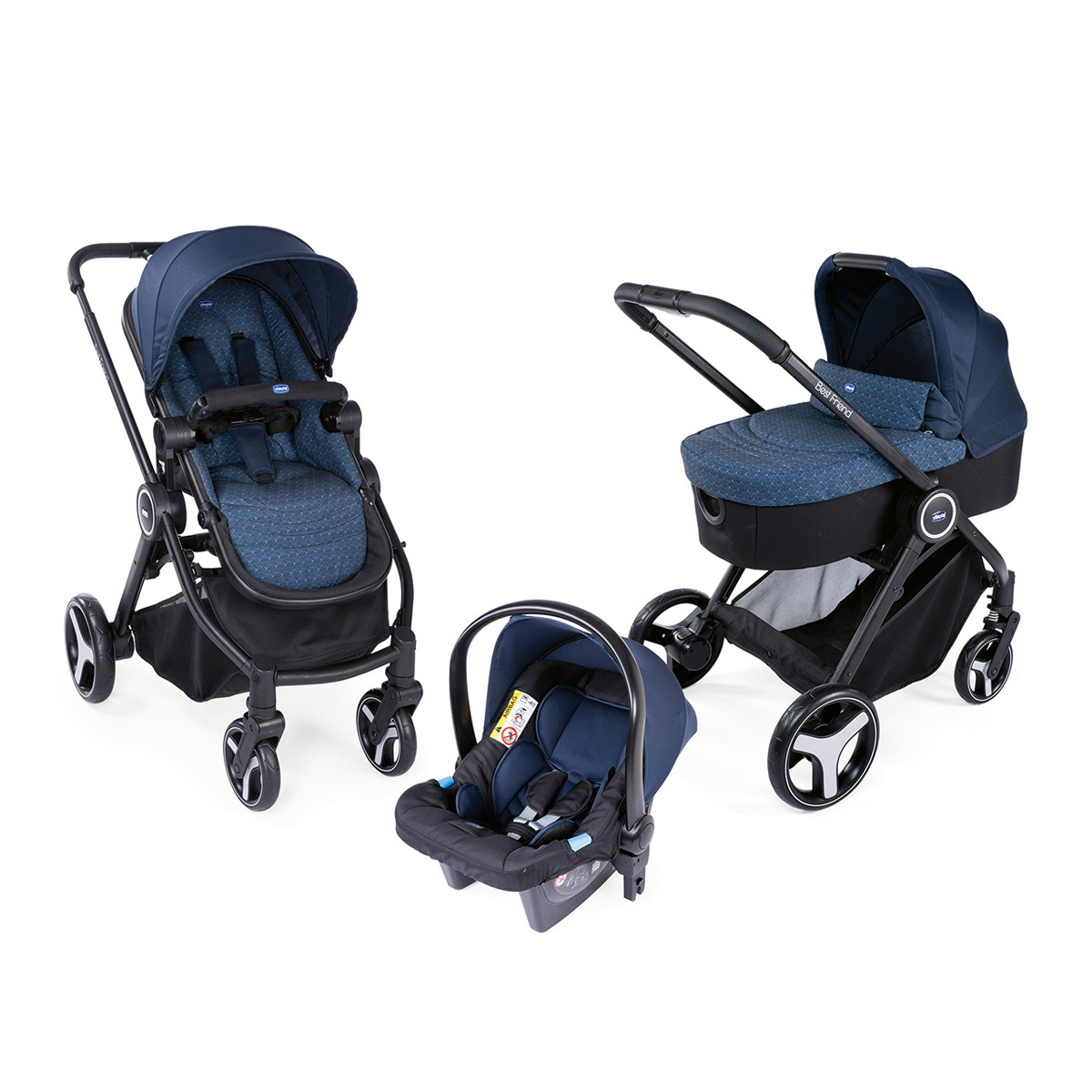 Coche de paseo trío Chicco Best Friend Light Oxford azul