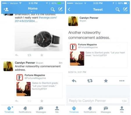 Las nuevas pruebas de Twitter: los Retweets como 'cards'