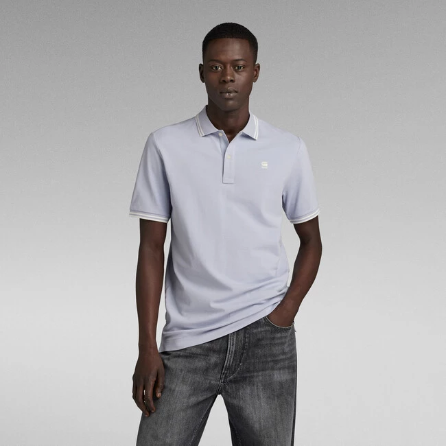 G Star Raw Polo Dunda Slim Stripe Gris
