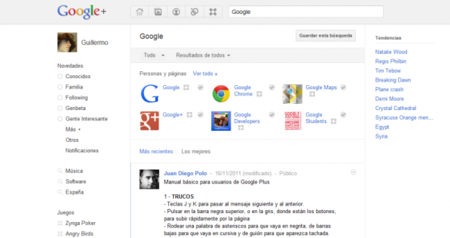 Google+ añade Trending Topics y búsquedas avanzadas
