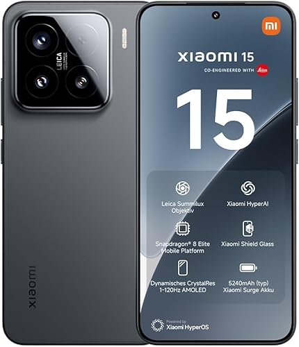 Xiaomi Smartphone 15, procesador de 12+256 GB, procesador Snapdragon® 8 Elite de Alto Rendimiento, Plataforma móvil CrystalRes Dynamic 1-120 Hz AMOLED, batería de 5240 mAh (Negro)