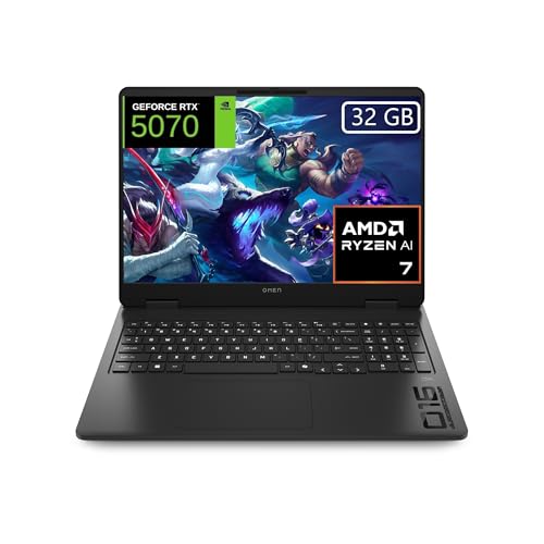 HP OMEN 16-ap0000ns - Ordenador portátil Gaming 16" (AMD Ryzen AI 7 350, 32GB RAM, 1TB SSD, NVIDIA GeForce RTX 5070, FreeDos) Negro - Teclado QWERTY Español