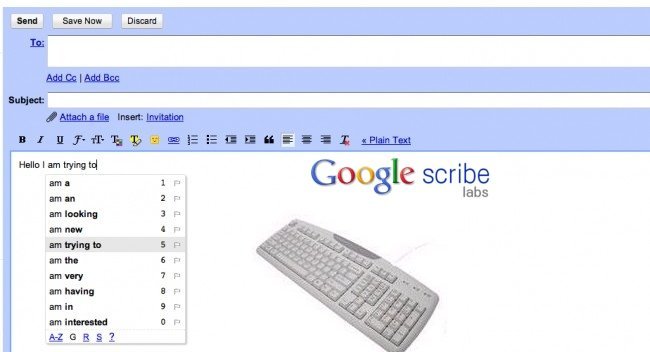 google scribe procesador texto sugerente