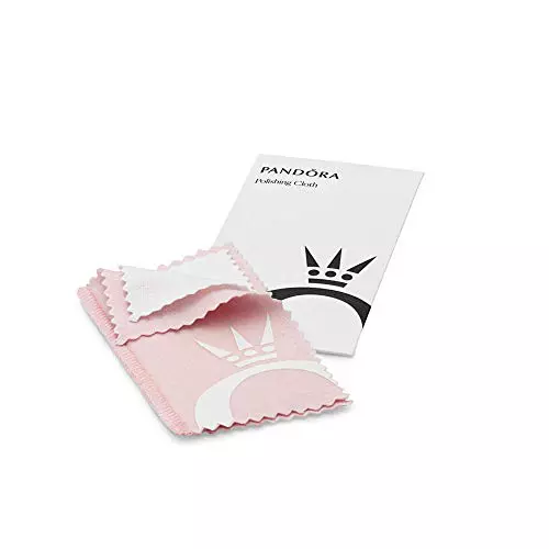 Pandora Gamuza para pulir plata de microfibra en color blanco y rosa, tamaño: aprox. 12 cm x 6,5 cm, A001, 12x6,5, Microfibra, No es una piedra preciosa