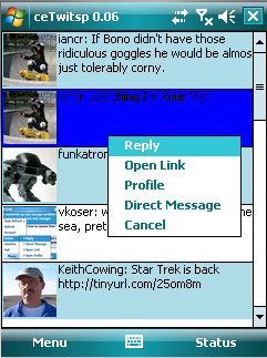 ceTwit, cliente de Twitter para Windows Mobile