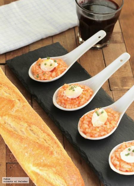 Cucharitas de arroz a la cubana. Receta de aperitivo
