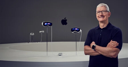 Tim Cook con las Apple Vision Pro Tim Cook con las Apple Vision Pro