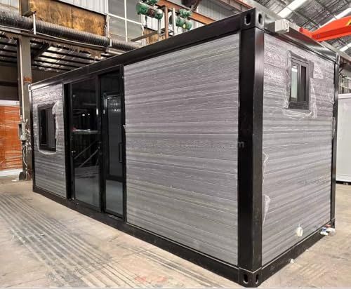Generic Casas prefabricadas plegables con aire acondicionado, oficina de 20 pies, totalmente equipada, contenedor expandible, casa móvil con baño + cocina con parasol, personalizado