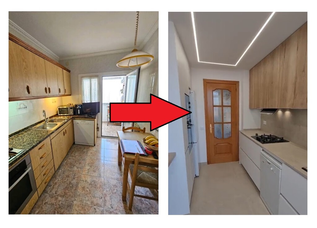 Era una cocina pequeña y sin gracia, pero con una fácil reforma han conseguido darle un atractivo mucho más moderno y familiar 