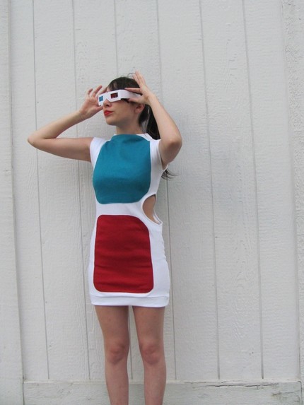 Un vestido con forma de gafas 3D