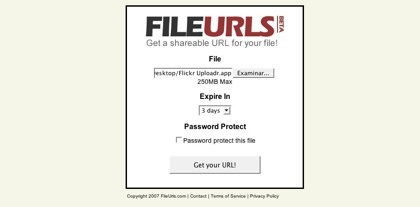 FileUrls, alojando archivos temporalmente de hasta 250 MB