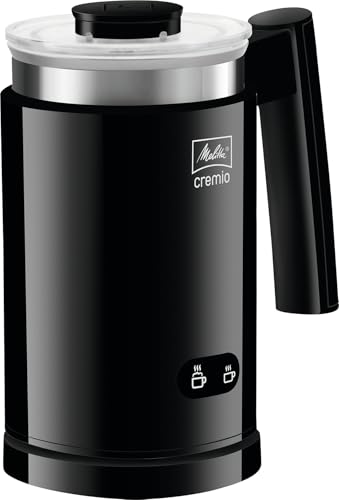 Melitta Espumador de leche, Para leche caliente o fría, 3 cabezales incluidos (latte macchiato, capuchino, leche caliente), CREMIO II, Negro, 1014-02