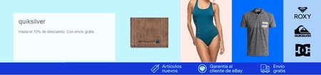 Hasta 70% de descuento en las tiendas de Quiksilver, Roxy y DC Shoes en eBay con envío gratis incluido