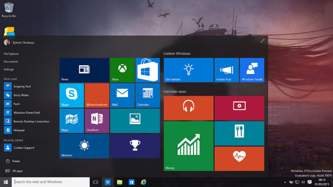 Menu de Inicio en Windows 10