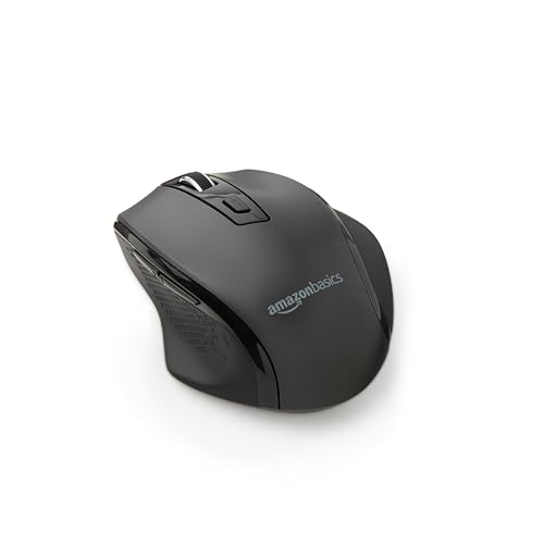Amazon Basics - Ratón ergonómico inalámbrico para PC, DPI ajustable, color negro