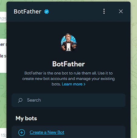 Creación de un nuevo bot usando Botfather en Telegram