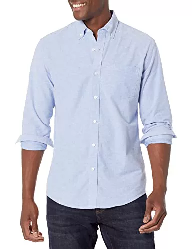 Amazon Essentials Camisa Oxford con Bolsillo de Manga Larga 