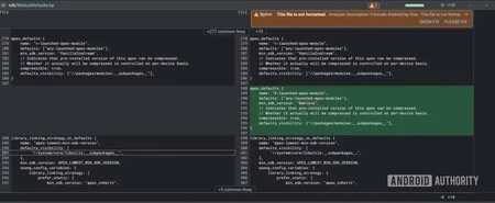 Android の次期バージョンのコードネームとして Baklava が言及されているコード スニペット。 Android 当局からの画像
