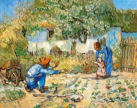 "Los primeros pasos" de Van Gogh, una tierna escena familiar