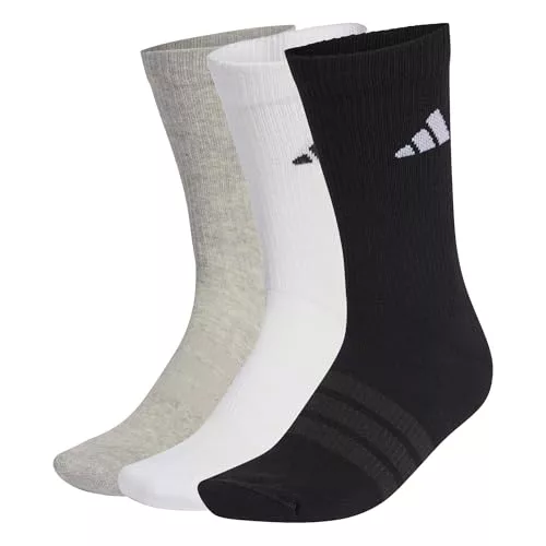adidas Unisex adulto Cushioned Sportswear Crew Socks 3 Pair Pack, medium grey heather/white/black, 40-42