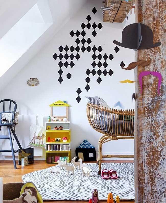Estampados gráficos en blanco y negro para decorar el dormitorio de tu bebé