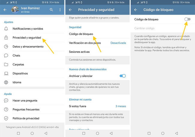 Cómo proteger tus chats de Telegram con una contraseña