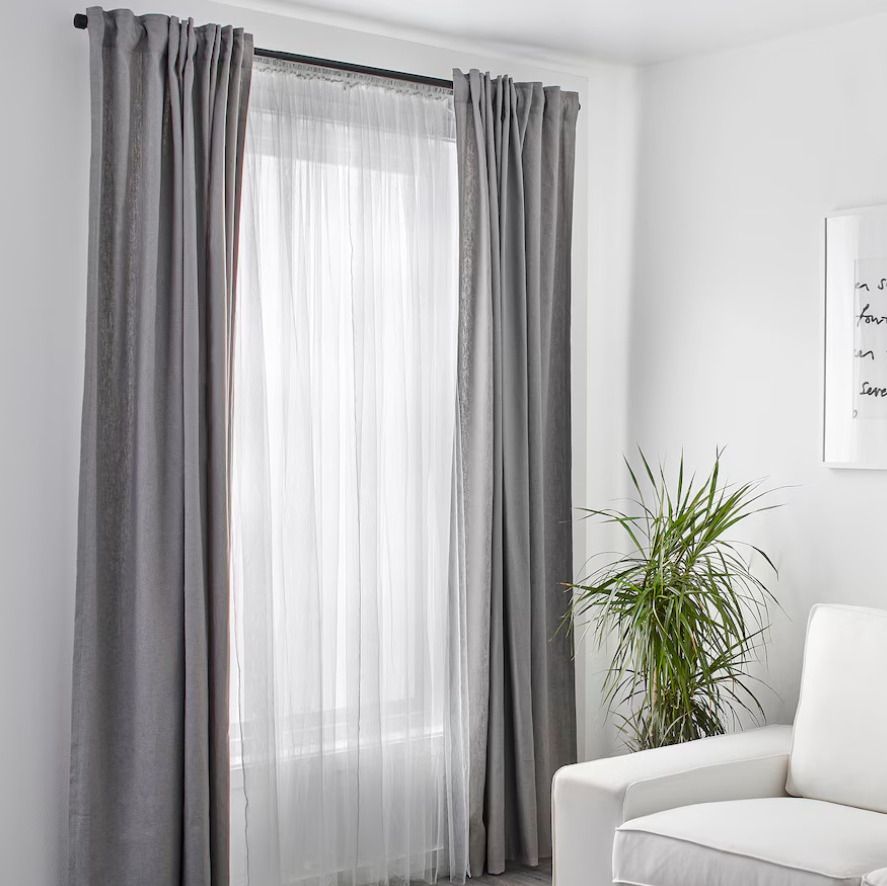 LILL Cortinas red, par, blanco