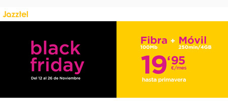 Black Friday en Jazztel: Fibra + Móvil por sólo 19,95 euros y un Galaxy S9 por 5 euros/mes