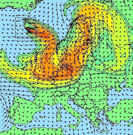 Sigue el camino de la nube de ceniza volcánica en línea