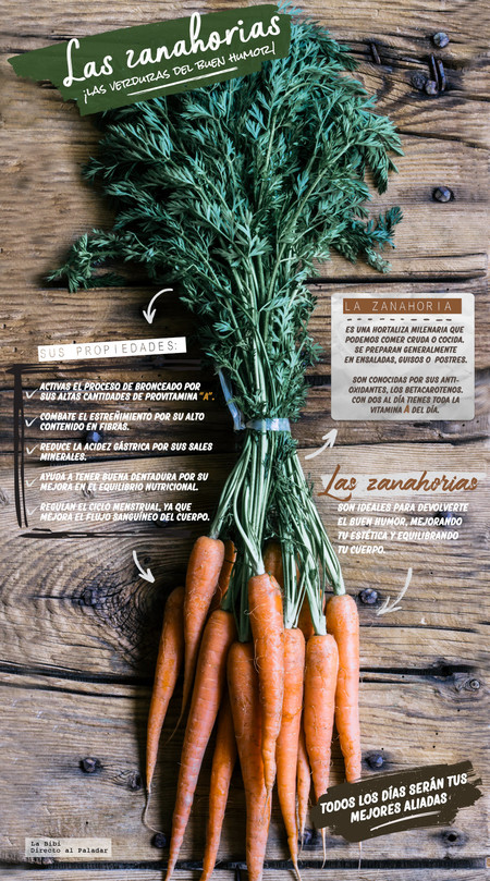 Las zanahorias, las verduras del buen humor. Infografía