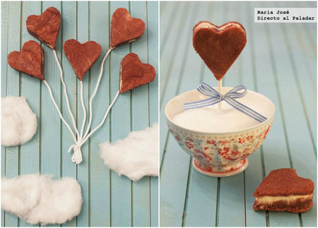 Corazones de queso y brownie rojo. Receta para San Valentín