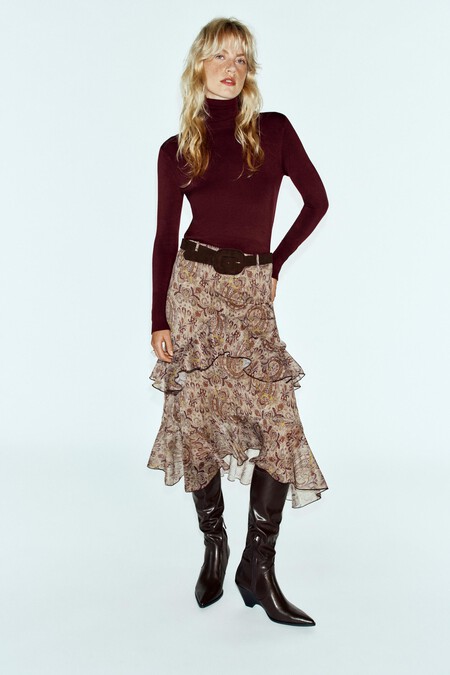 falda midi volantes