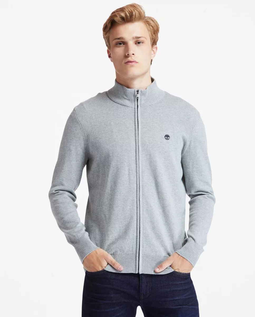 Chaqueta de punto de hombre en color gris con cierre de cremallera