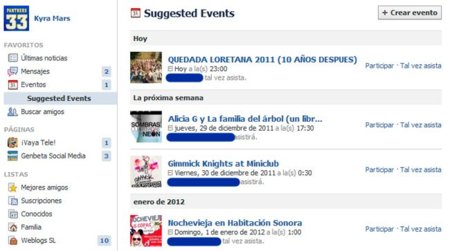 Facebook introduce los "Eventos Sugeridos"