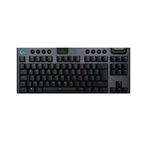 Logitech G915 LIGHTSPEED TKL Teclado Gaming Mecánico Inalámbrico con teclas GL-Táctil de bajo perfil, LIGHTSYNC RGB, Diseño ultra delgado, 40 Horas duración de Batería, Disposición QWERTY ES - Negro