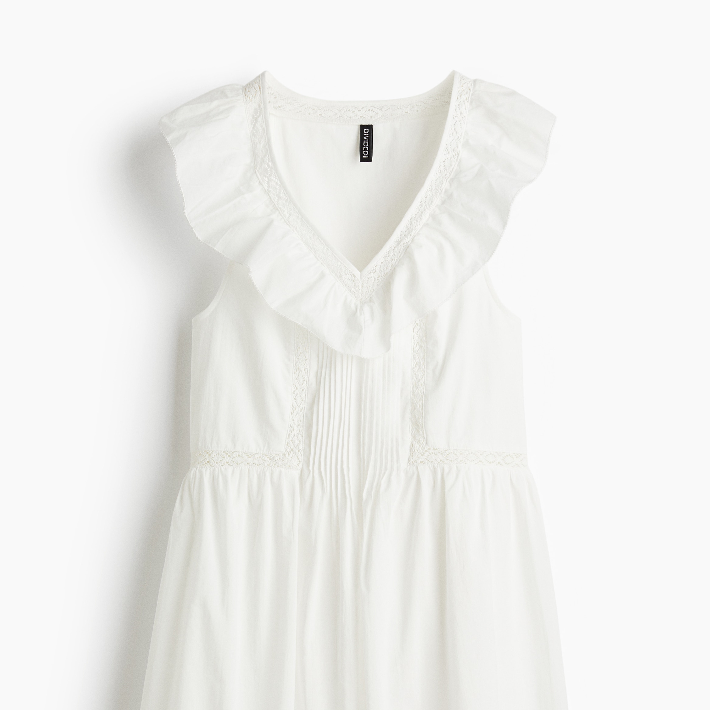 Vestido de algodón con ribetes de volante