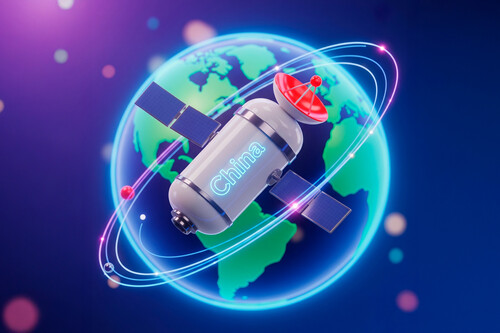 A rede de satélites Guowang / Imagem: Xataka com Gemini 2.5, CSCN
