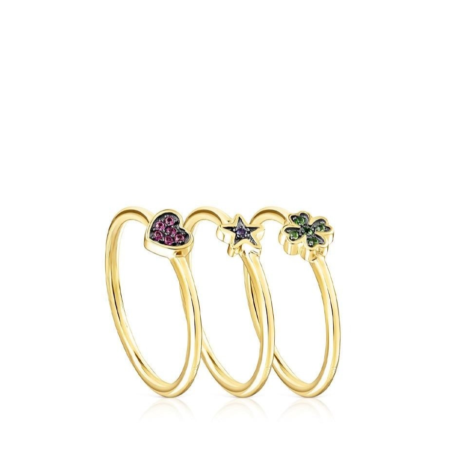 Tous
Set de tres anillos Teddy Bear Stars bañados en oro de 18 kt sobre plata