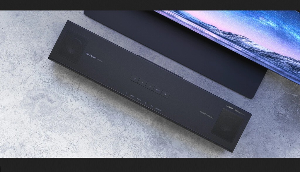 Las nuevas barras de sonido Dolby Atmos de Sharp se conectan sin cables a la tele y podemos añadir altavoces adicionales 