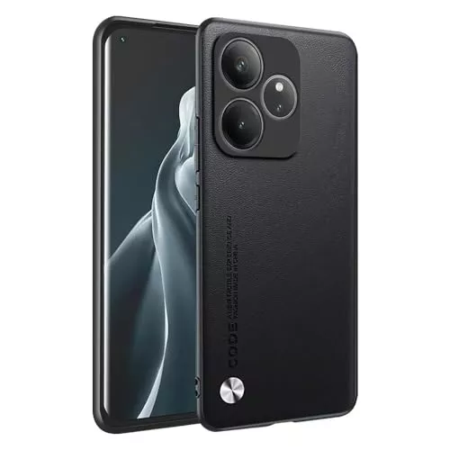 HAFFAN Funda Protectora para Realme GT 6 / Realme GT 6T (6.78"), Estilo Imitación Cuero - Negro