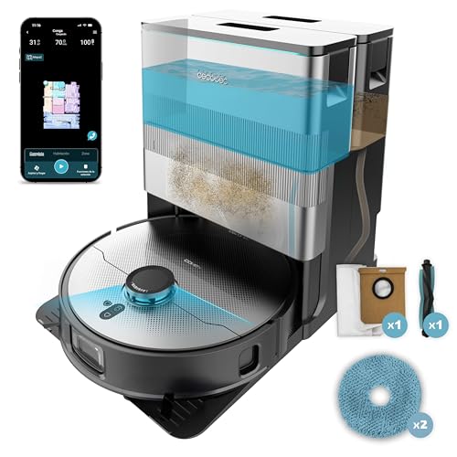 Cecotec Robot Aspirador y Friegasuelos con IA Conga X100 X-Treme. Inteligencia Artificial, Potencia de 20000Pa, Fregado Excelente, Mopas Spin, Elevación Adaptativa, Cepillo Corta Pelos y los Aspira