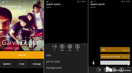 Ya se está probando las llamadas de WhatsApp para Windows Phone